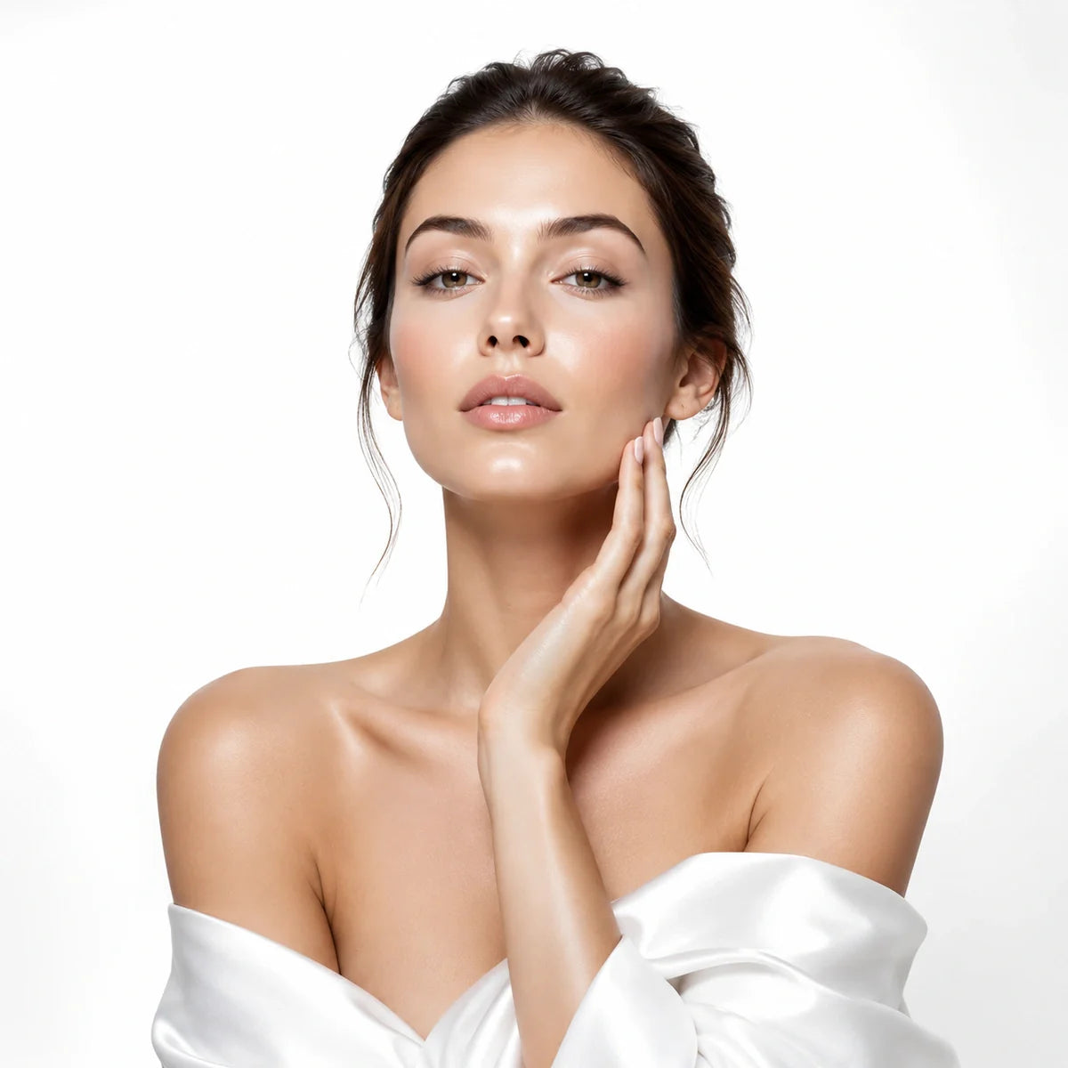 Collection Soins du Visage Valnay Paris incarnée par une femme à la peau lumineuse et éclatante dans un univers de beauté premium